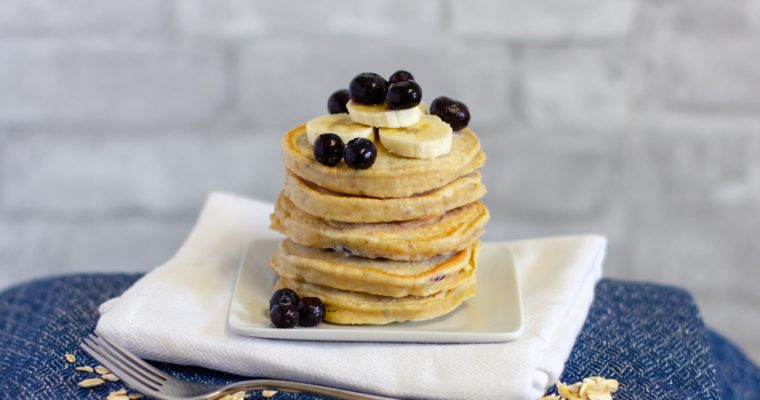 Blueberry Banana Protein Pancakes