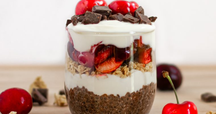 Chocolate Cherry Chia Parfait