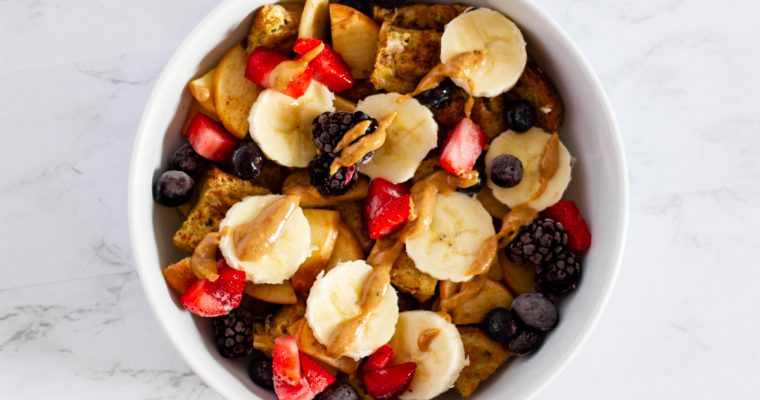 French Toast Scramble (with Apples, Peanut Butter, and Banana)