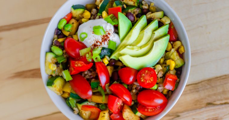 Burrito Bowl with Peach Salsa