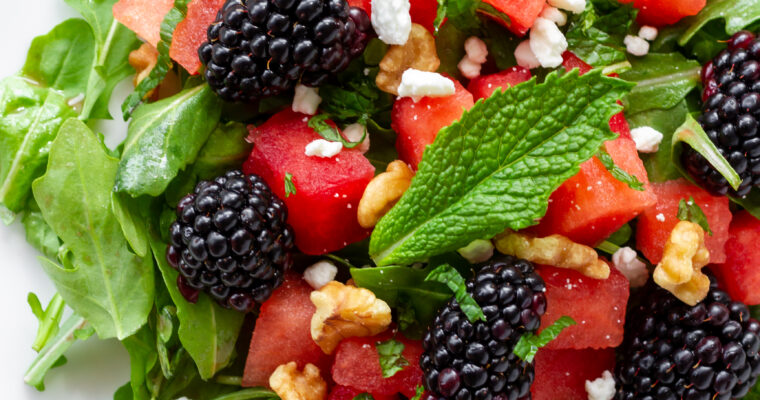 Watermelon Salad with Blackberries & Arugula