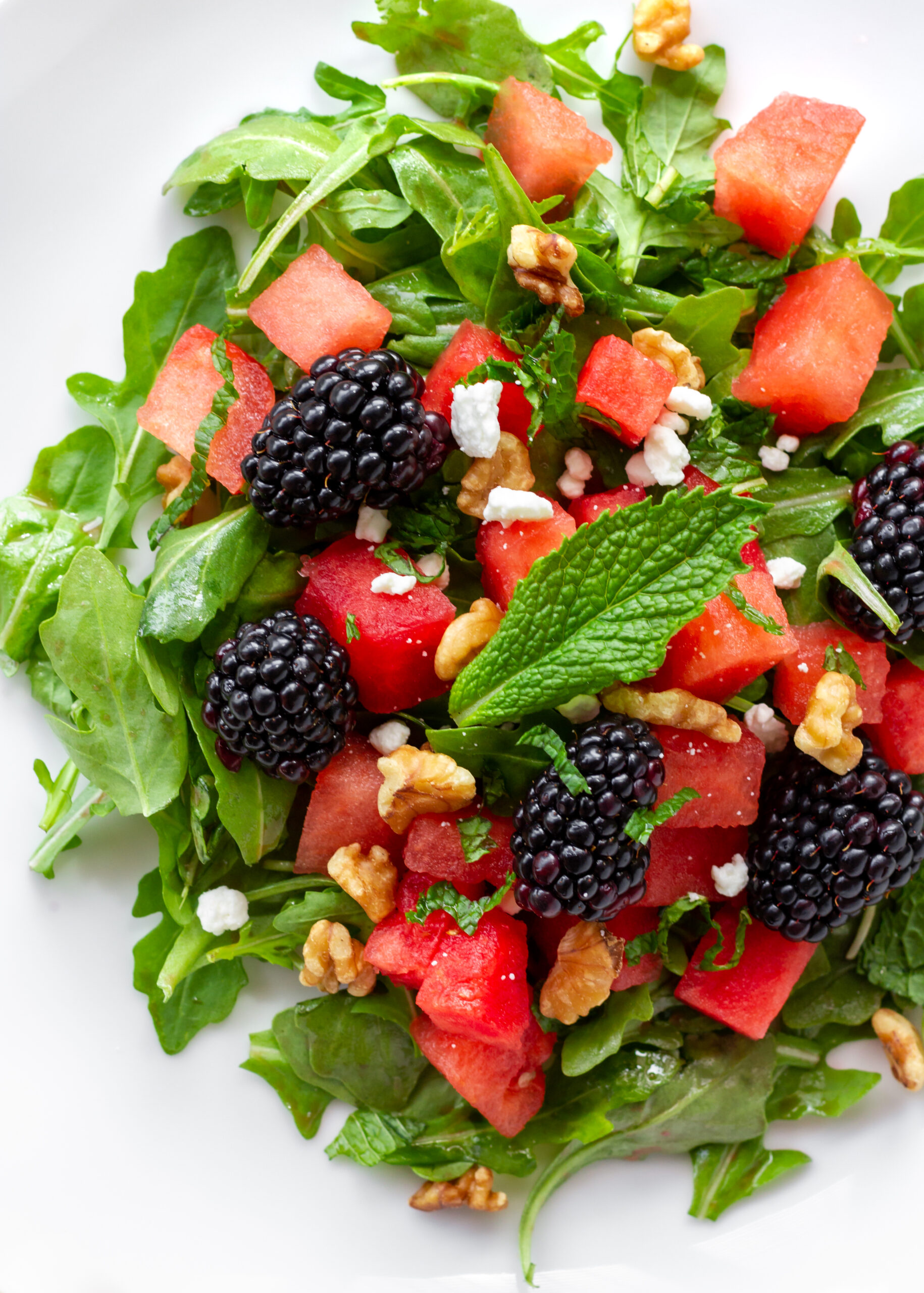 Watermelon Salad with Blackberries & Arugula